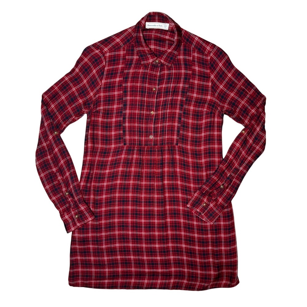 Abercrombie & Fitch Plaid Long Sleeve Top Women Size XS Red Button Front